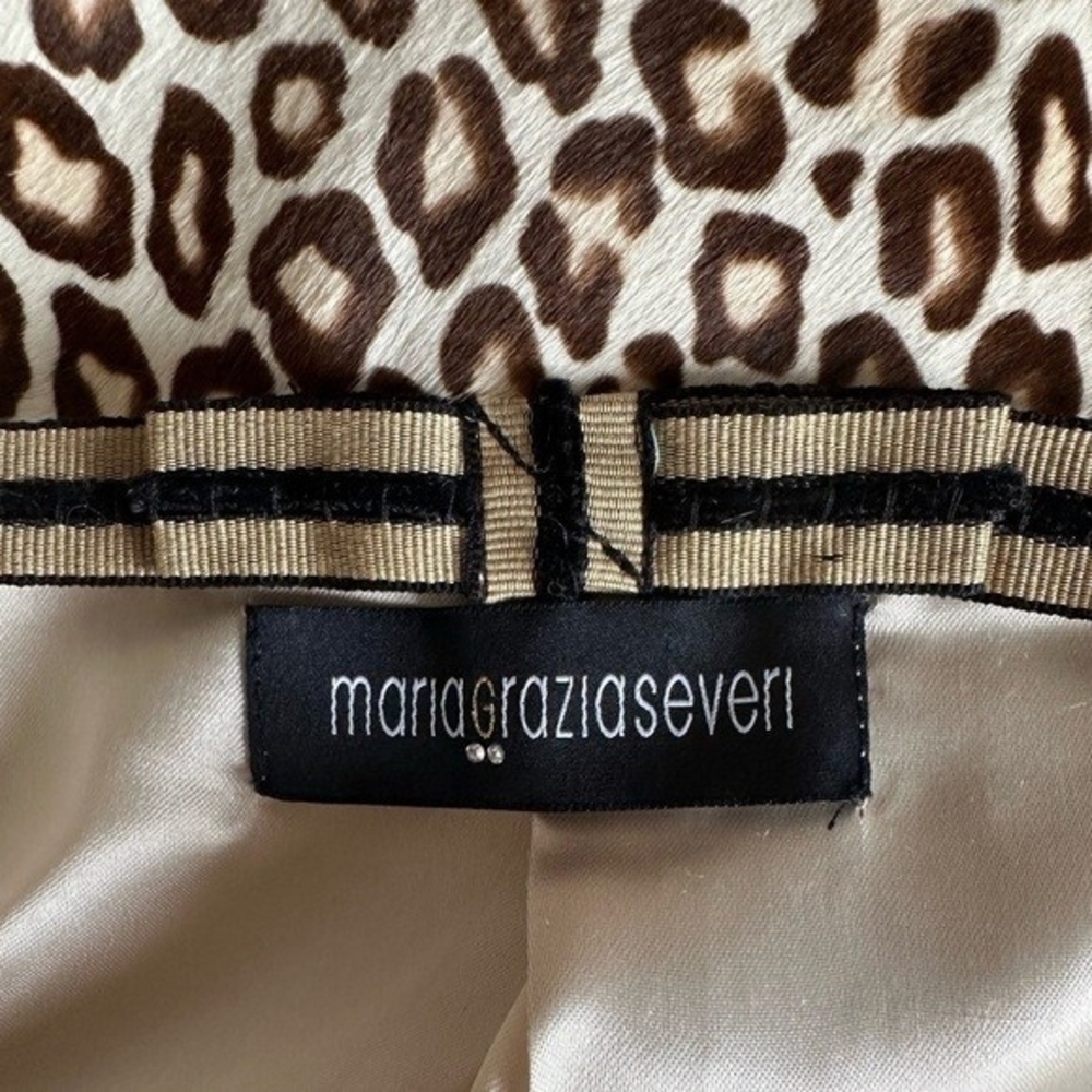 Maria Grazia Severi Wool Blend Blazer Beige Brown Bow Detail Jacket IT 44 US M - Picture 8 of 9